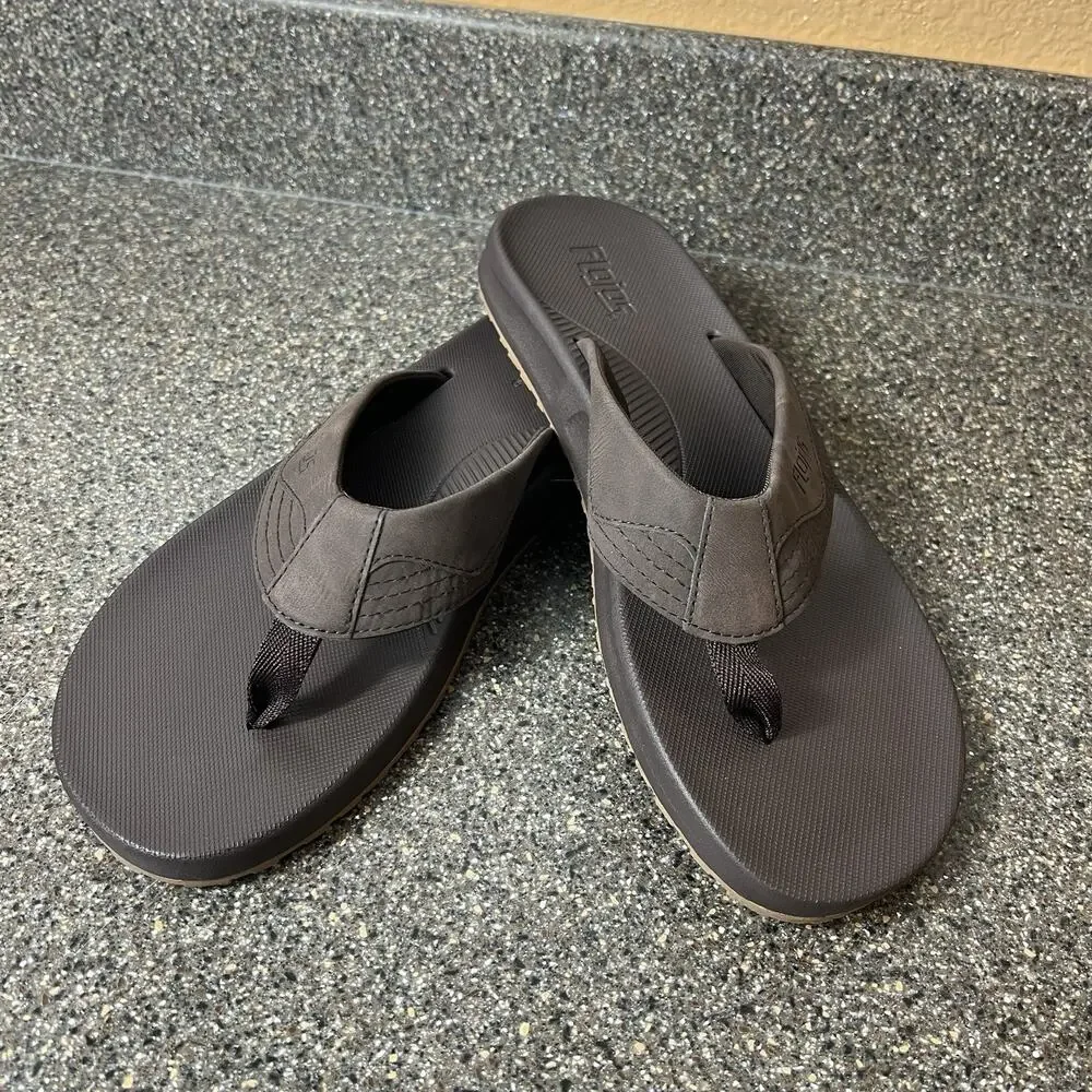 Flojos Summer Beach Sandal Mens Size 11 Dark Brown Synthetic Thong Flip Flop New